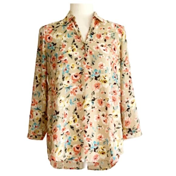 Bellatrix Blouse Shirt Semi Sheer Floral Button Front Blouse Top Size Small - Picture 1 of 14